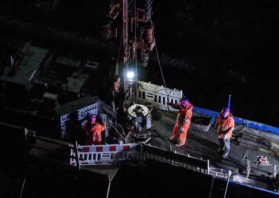 Dammsanierung Bahnlinie München - Treuchtlingen bei Nacht