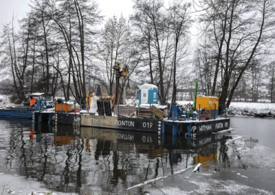 Rammbohrung vom Ponton aus