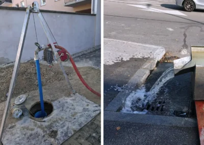 Durchflussmessung beim Dauerleistungspumpversuch mit 8 l/s